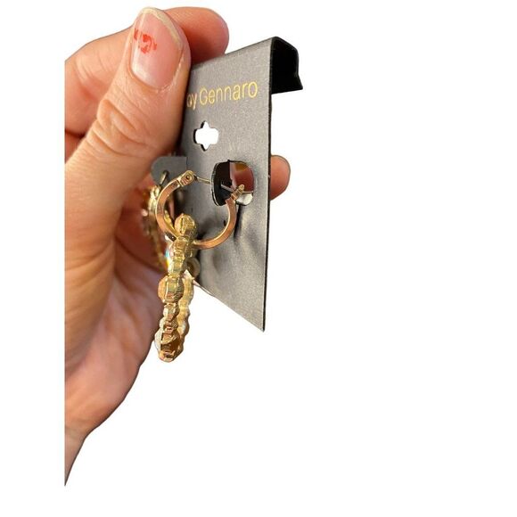 g by Gennaro Pink White Rhinstone Hoop Earrings - Picture 6 of 7